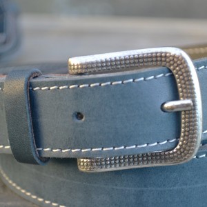 CEINTURE CUIR BLEU PETROLE | La classique